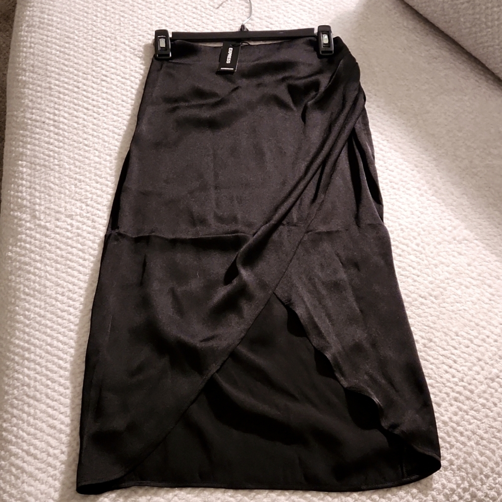 Black satin skirt